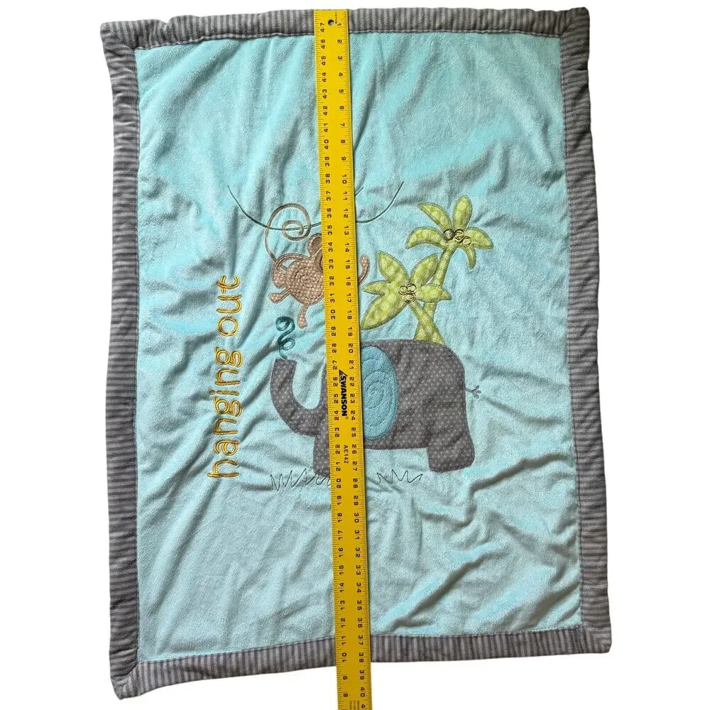 Koala Baby Hanging Out Monkey Elephant Blue Brown Sherpa Baby Blanket Lovey